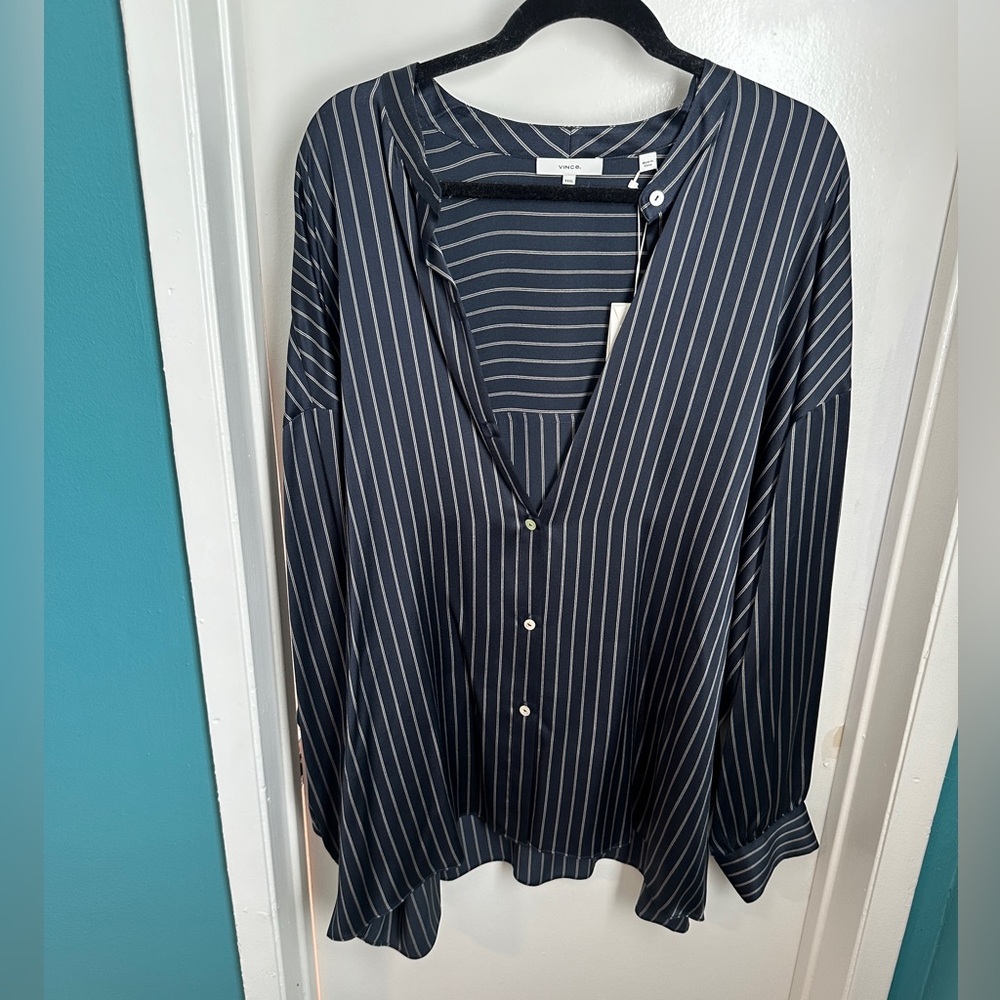 VINCE satin Pajama Blouse, EXTENDED SIZES XXXL, NWT